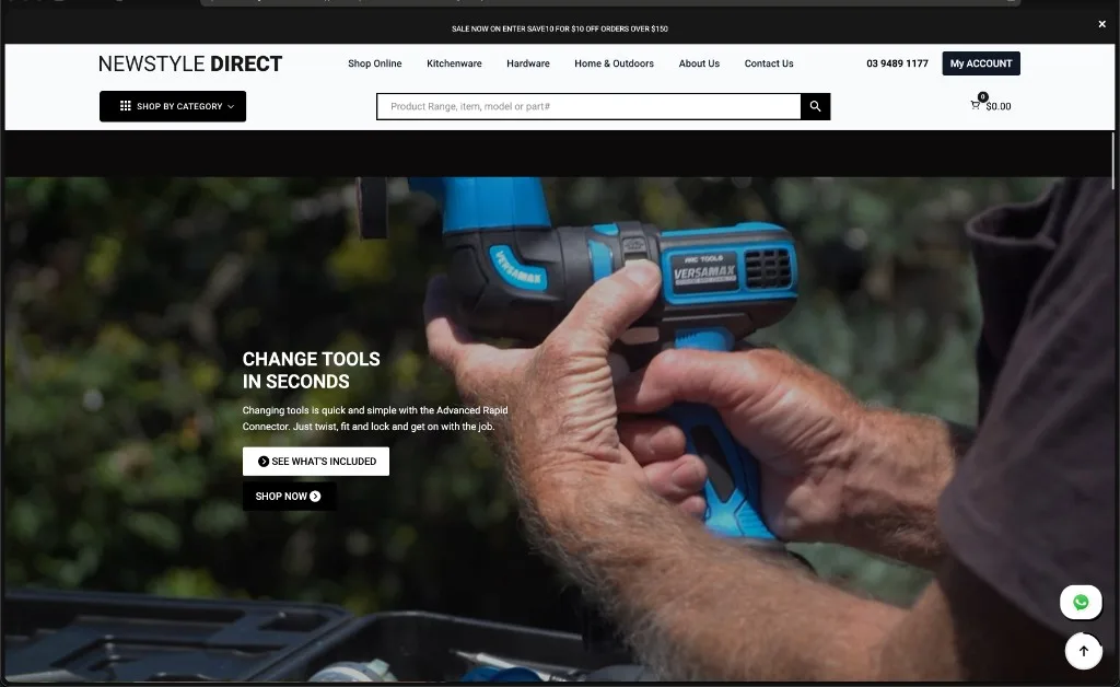 NewstyleDirect v2 Versamax change-tools-in-seconds hero