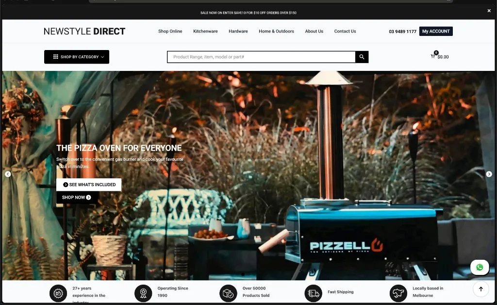 NewstyleDirect v2 Pizzell pizza oven campaign hero
