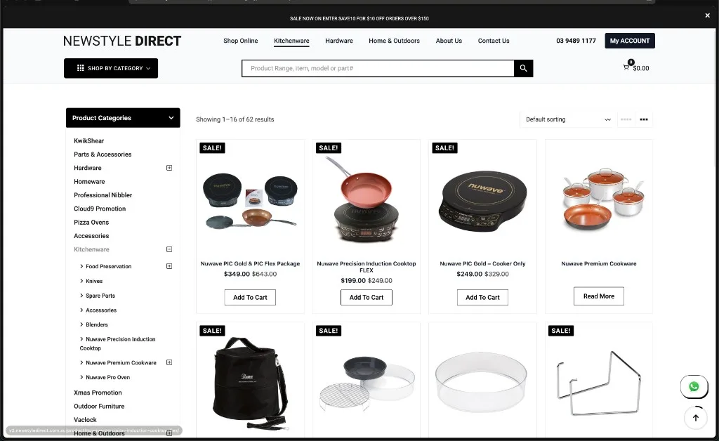 NewstyleDirect v2 kitchenware category grid