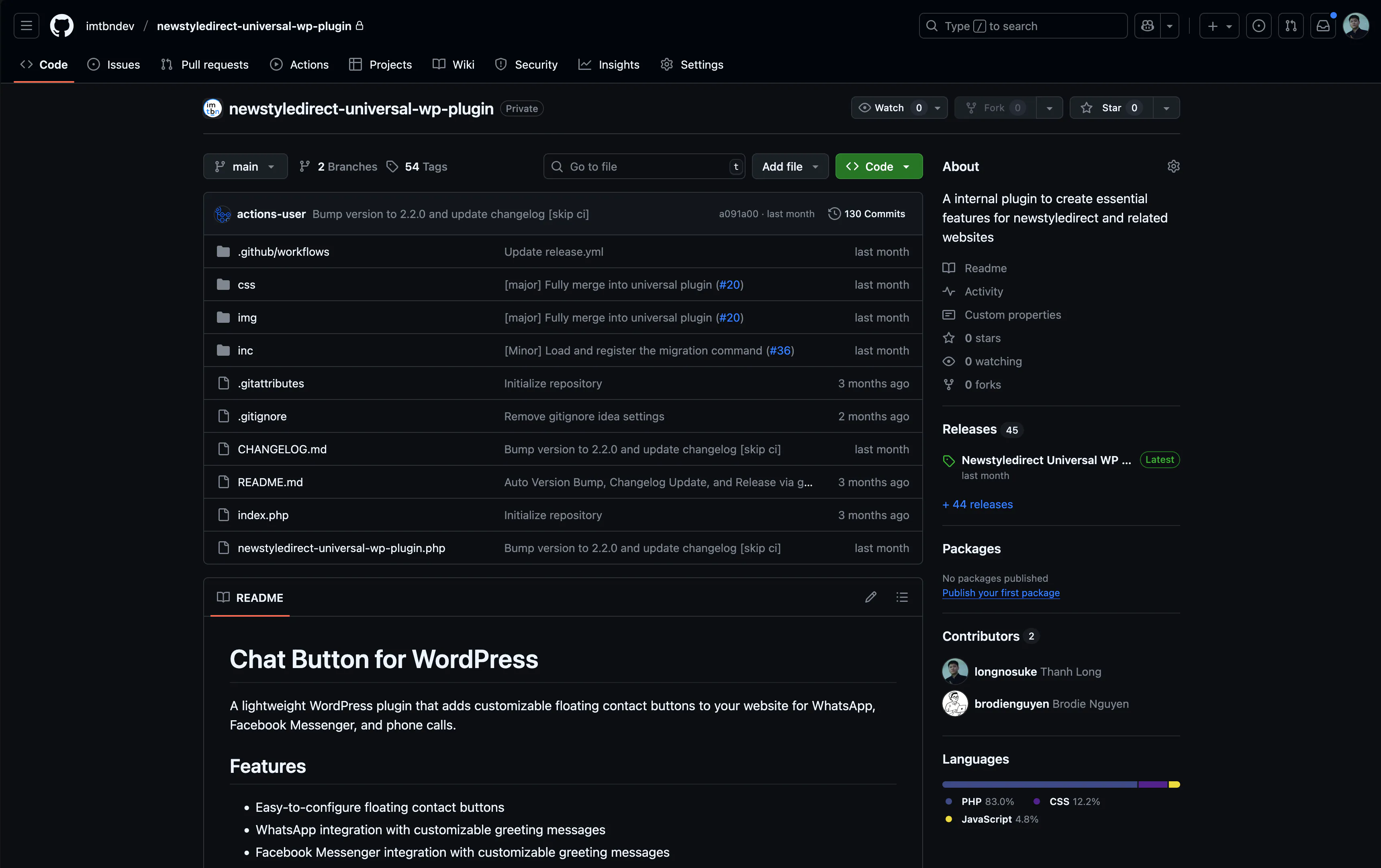 Universal WP Plugin GitHub repository